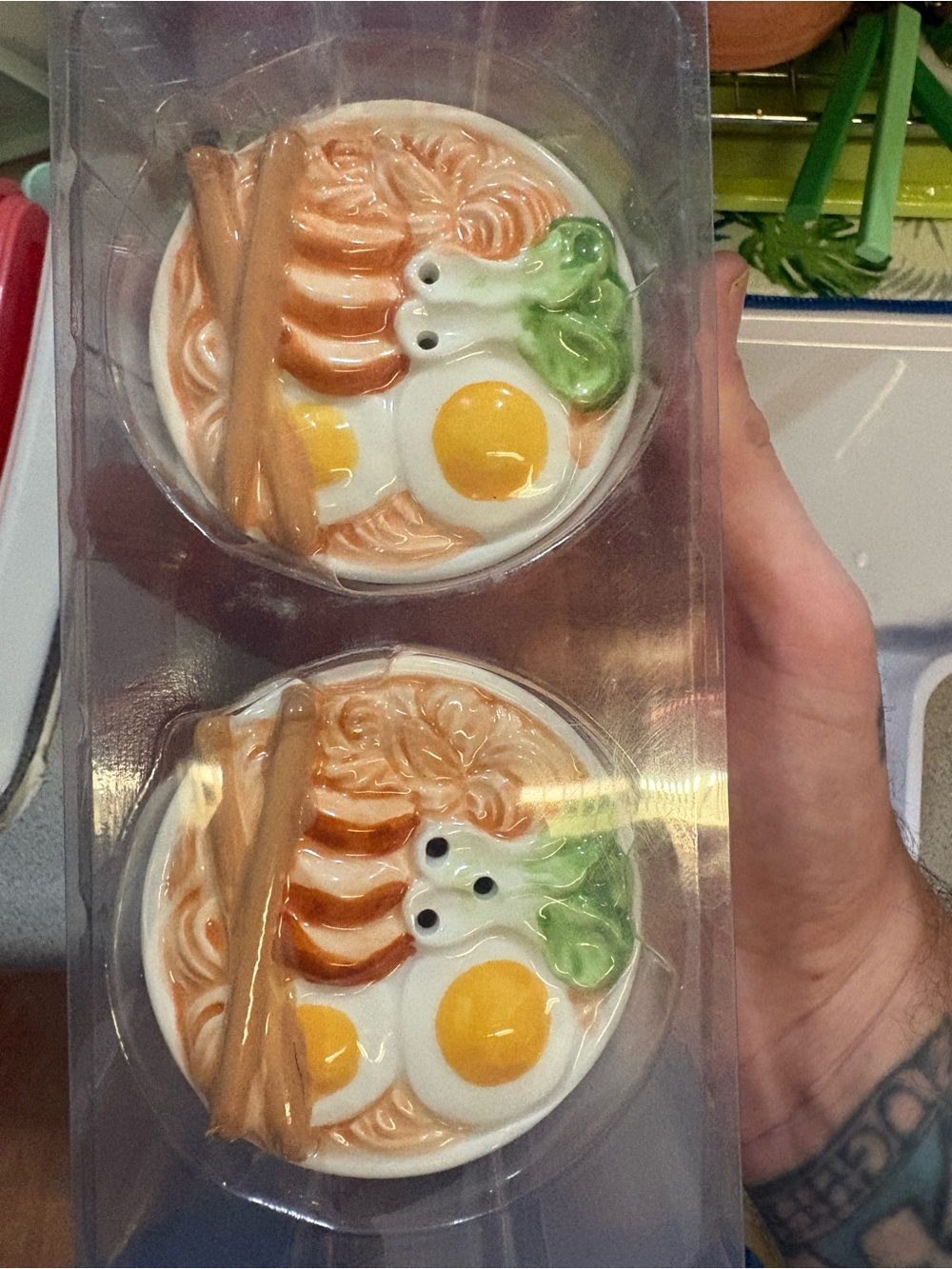 Ramen Bowl salt and Pepper Shaker - Egg & Chopstick Design